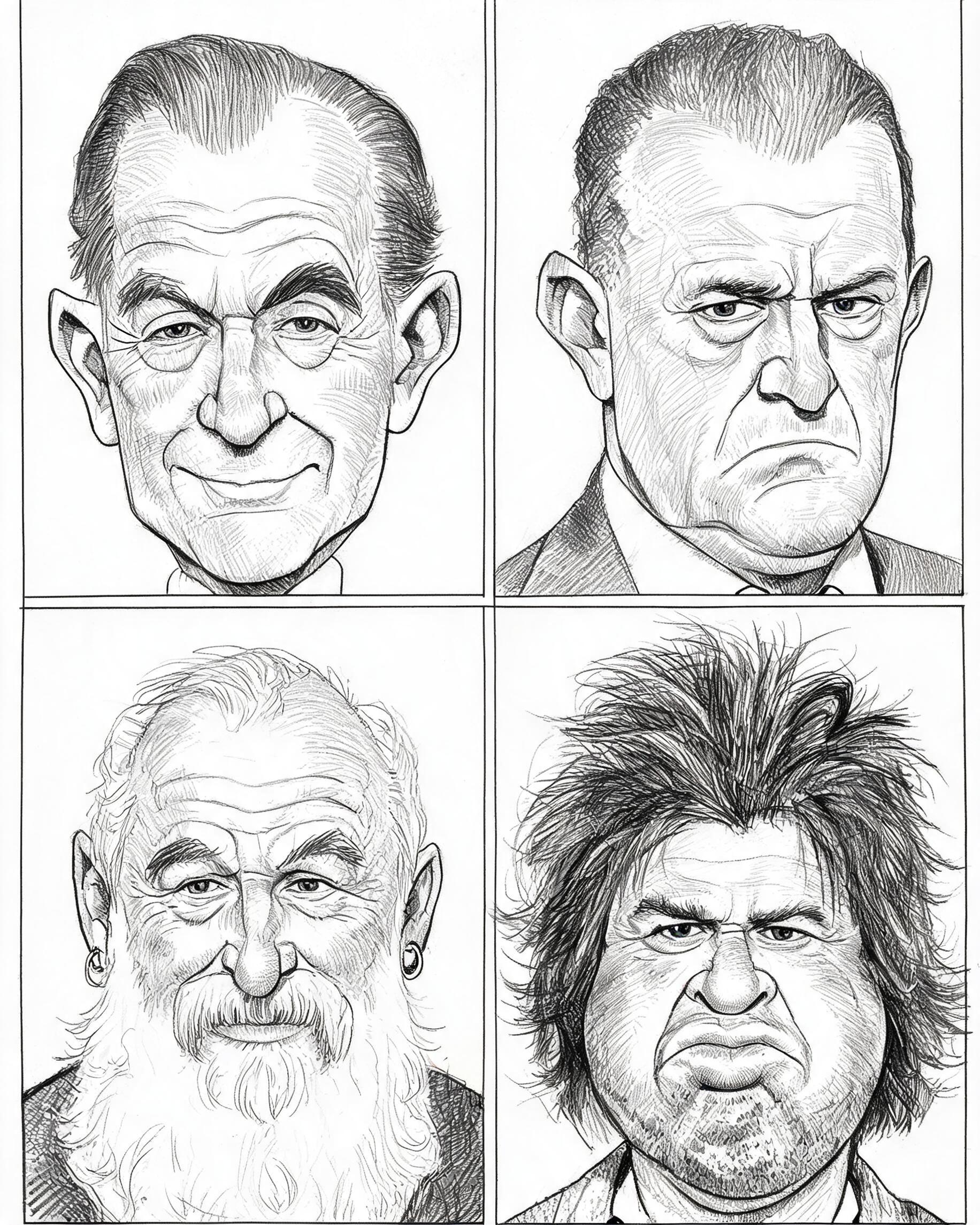 Celebrity Caricature Pencil Sketch Grid preview image