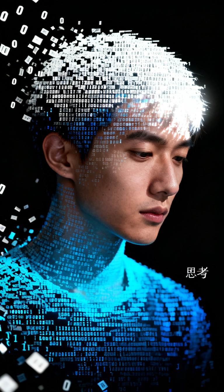 Human Face Composed of Binary Code preview image