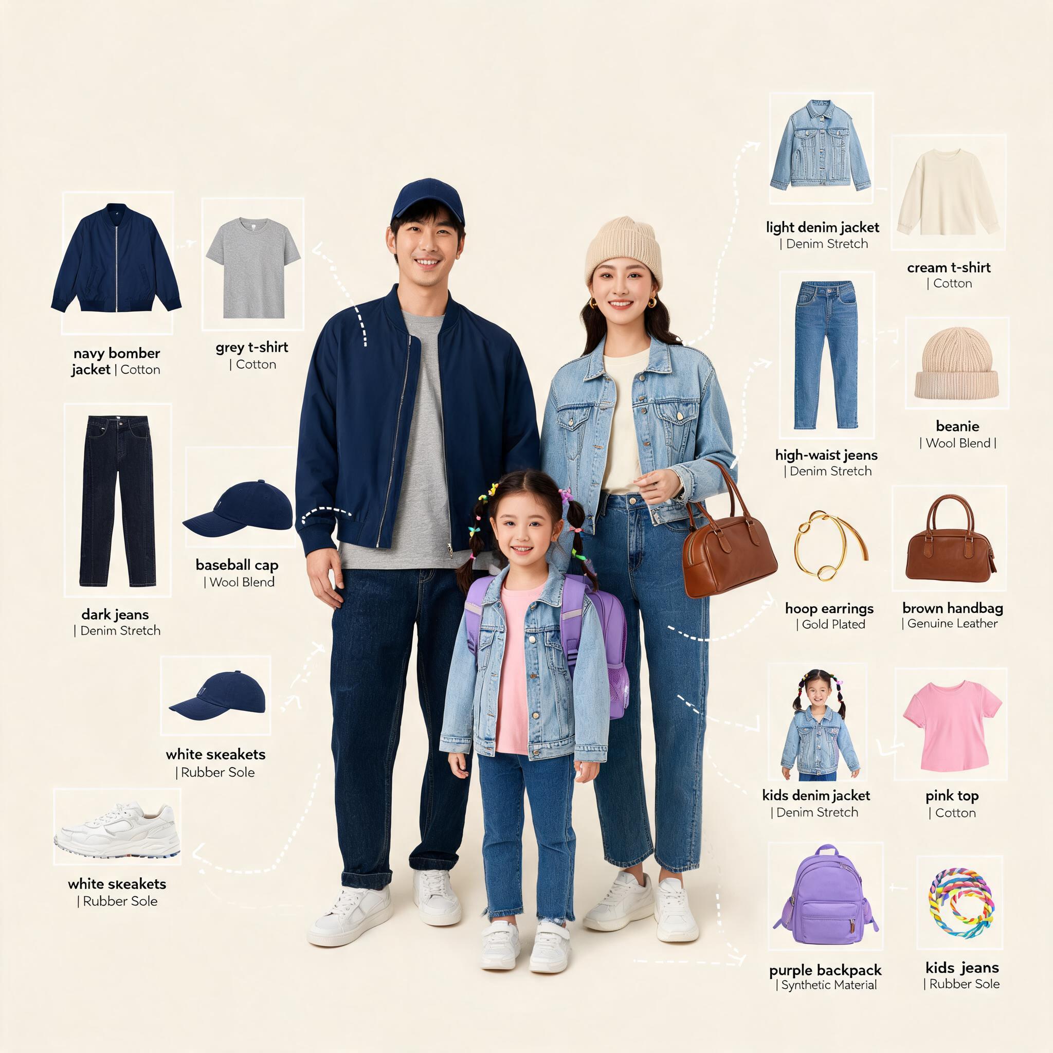 Family Outfit Material Breakdown Infographic preview image