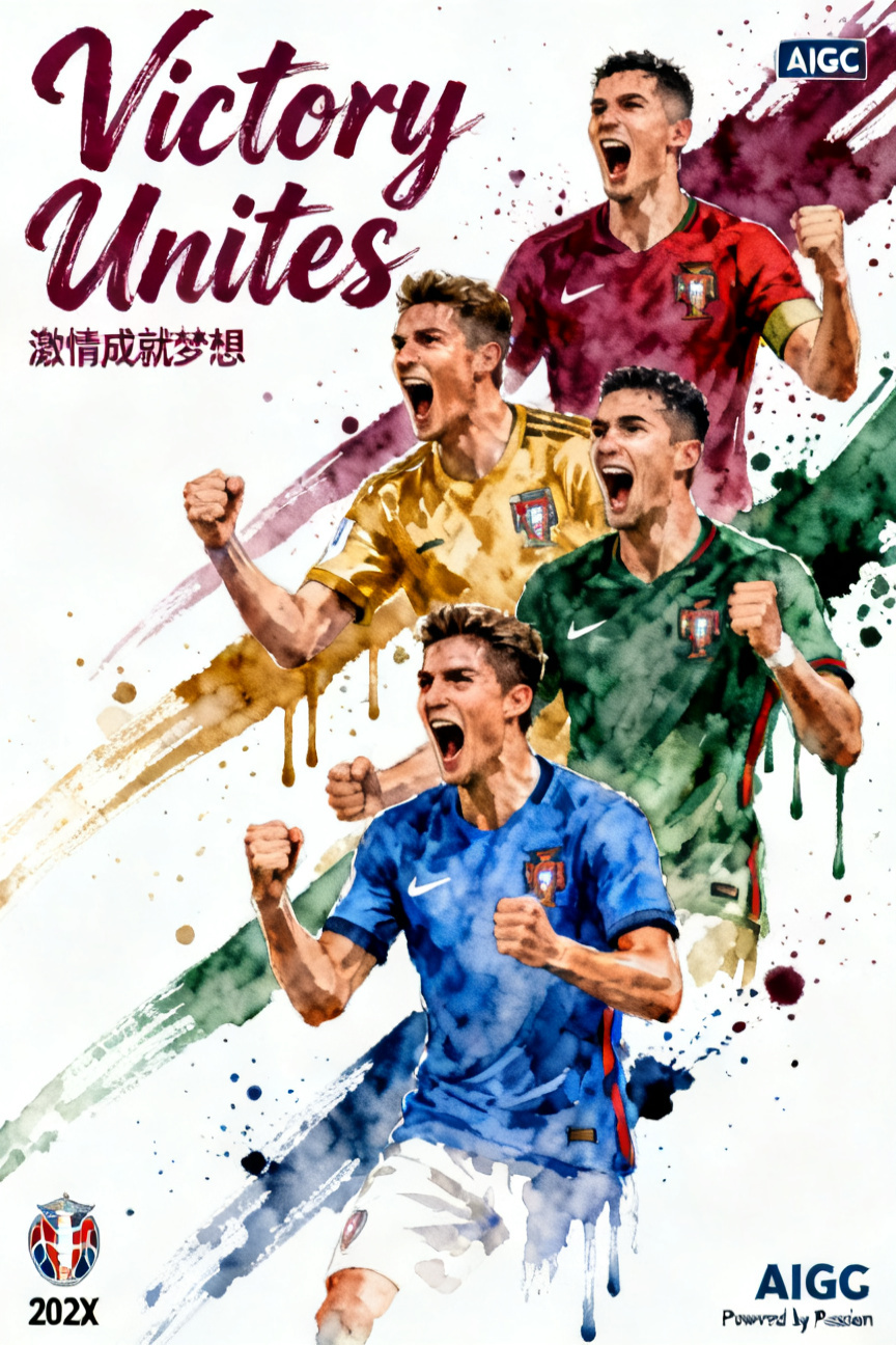 Football Star Watercolor Splash Poster preview image