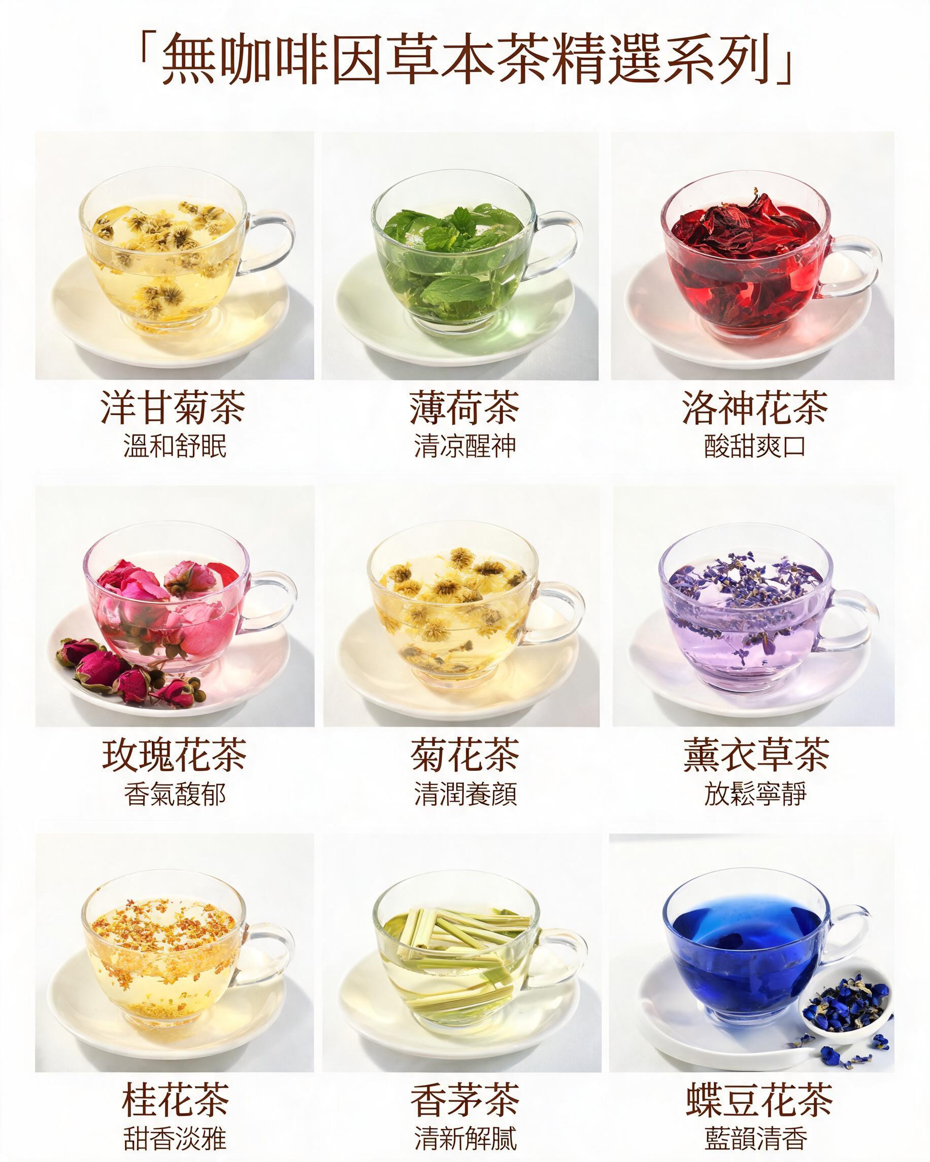 Caffeine-Free Herbal Tea Varieties Infographic preview image