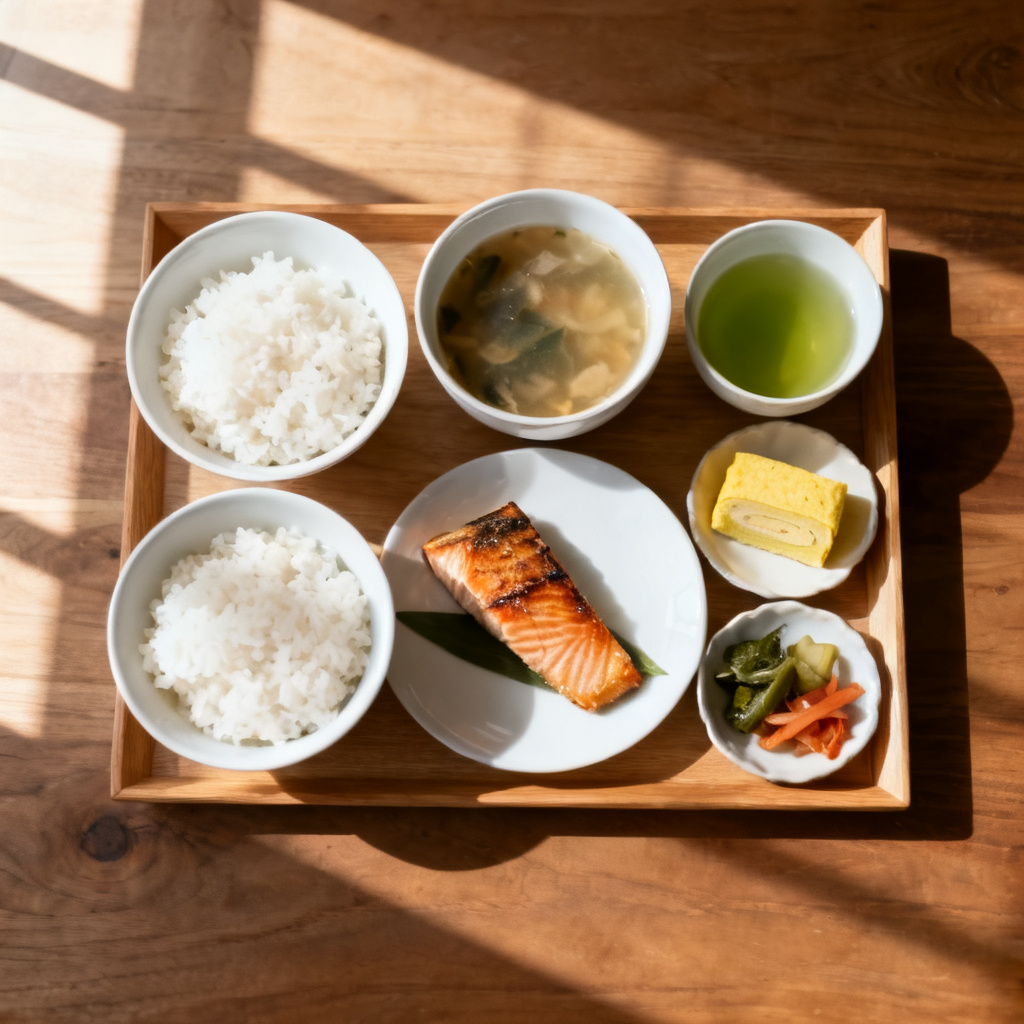 日式早餐俯拍