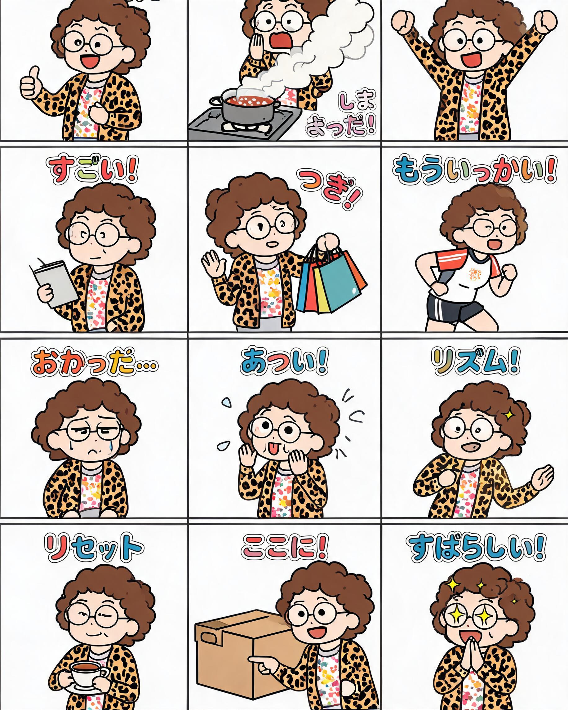 Japanese Auntie Character Sticker Pack preview image