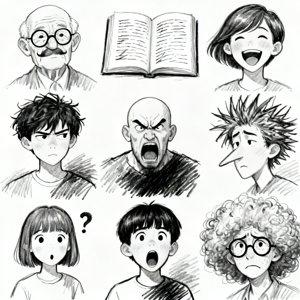Hand-drawn Sketch Character Expressions Grid preview image