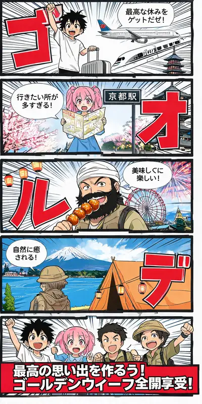 漫画风黄金周旅行条漫
