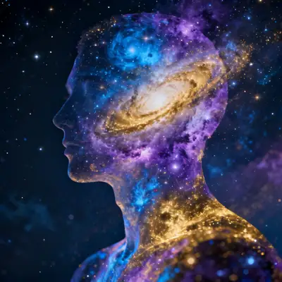 星云银河双重曝光人像