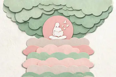 纸雕树下读书女孩