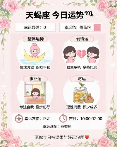 天蝎座今日运势可爱信息图