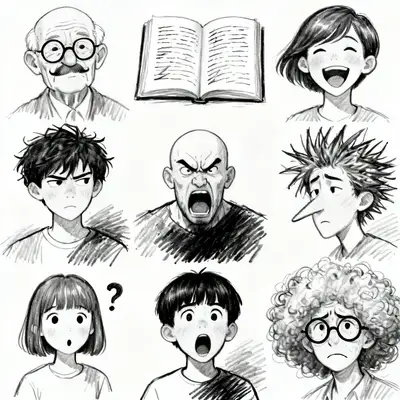手绘简笔画人物表情九宫格